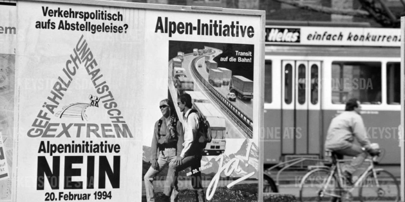 Nach einem emotionalen Abstimmungskampf wurde die Alpen-Initiative 1994 mit 52 Prozent Ja-Stimmen angenommen. Foto: Keystone
