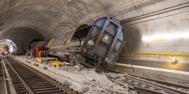 Am 10. August kam es im Gotthard-Basistunnel bei Faido zum verheerenden Eisenbahnunglück. Foto: Urs Flüeler (Keystone)